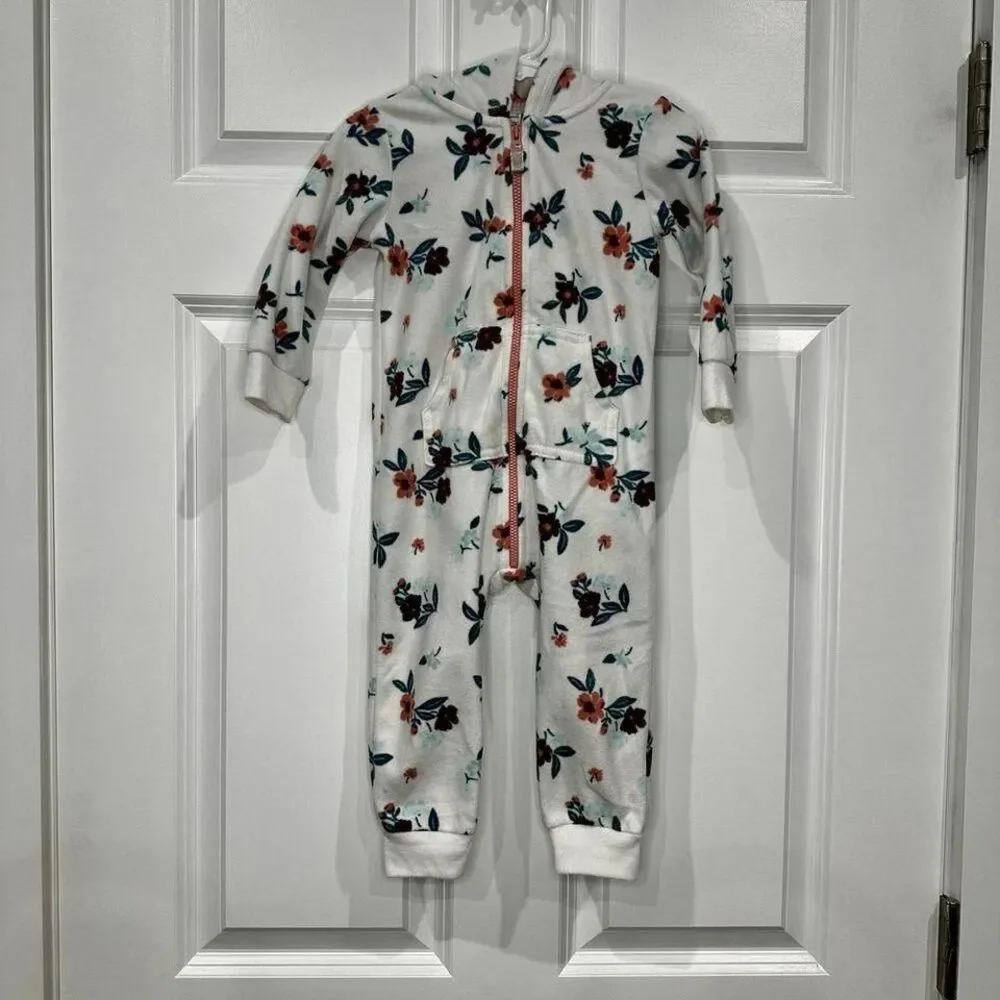 Carters Girls Floral Fleece Pajamas‎ Size 18 Months